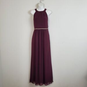 SLNY Evening Dress 6 Burgundy Red Elegant Embellished Gala Prom Wedding Party